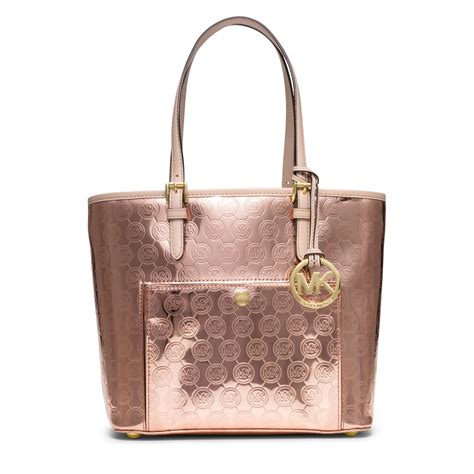 michael kors rose gold hardware natural purse|Michael Kors large gold tote.